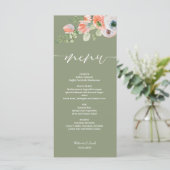 Rustieke Bloemen Sage Green Flat bruiloft Menu (Staand voorkant)