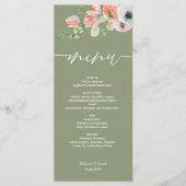 Rustieke Bloemen Sage Green Flat bruiloft Menu (Voorkant)