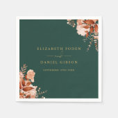 Rustieke Bloemen Smaragd Groen en Goud bruiloft Servet (Voorkant)