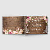 Rustieke Bloemen String Lights Kant Bruiloft Gastenboek (Volledig)