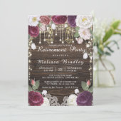 Rustieke Bloemen String Lights Pensioenfeest Kaart (Staand voorkant)