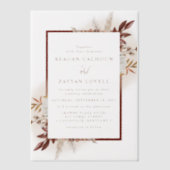 Rustieke Bloemen Terracotta Pampas Grass Boho Wedd Vellum Uitnodigingen (Voorkant)