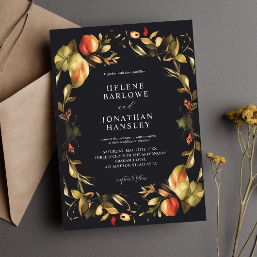 Rustieke Bloemen Terracotta Roest Moody Fall Weddi Kaart