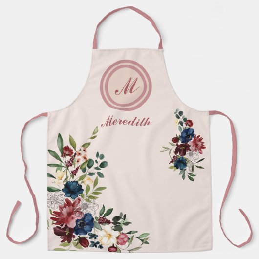 Rustieke Bloemen Thanksgiving Custom Monogram Schort (Voorkant)