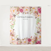 Rustieke Bloemen Trouwfoto Prop Achtergrond Wandkleed (Voorkant)