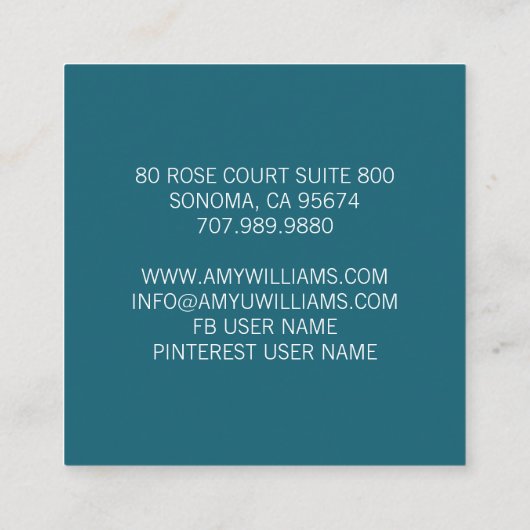 Rustieke Bloemen Trouwfotografie Vierkante Visitekaartje (Achterkant)