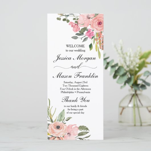 Rustieke Bloemen Trouwprogramma Programma (Staand voorkant)