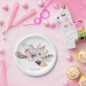 Rustieke Bloemen & Veren Boho Chic Party Papieren Bordje (Feest)