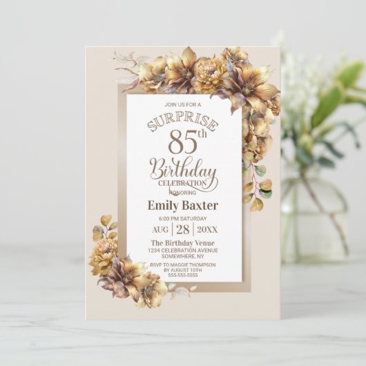 Rustieke Bloemen Verrassing 85e Verjaardagsfeest Kaart