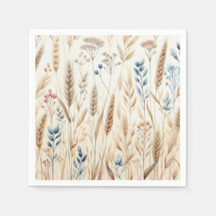 Rustieke Bloemen Waterverf Tarwe Elegant Huwelijk Servet