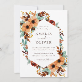 Rustieke Bloemen Waterverf Wit en Mint Bruiloft Kaart