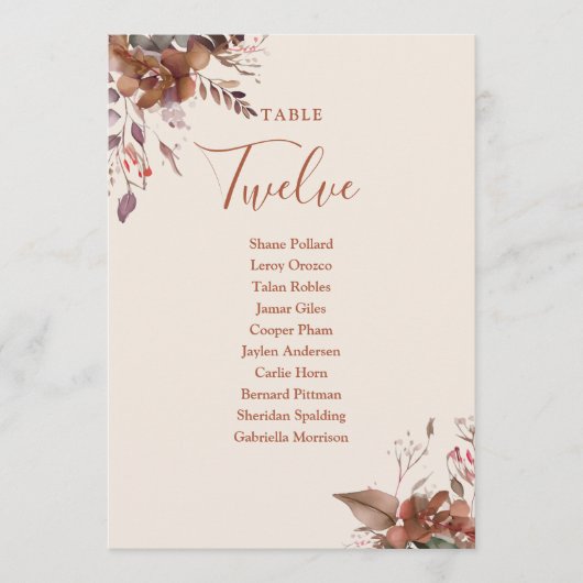 Rustieke Bloemen Zitplan Tafelnummer (Voorkant)