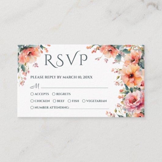 Rustieke Bloemen Zuidelijke Bruiloft QR Mini RSVP- Informatiekaartje (Voorkant)
