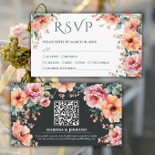 Rustieke Bloemen Zuidelijke Bruiloft QR Mini RSVP- Informatiekaartje