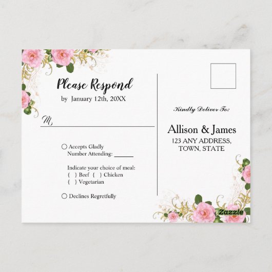Rustieke bloemenbruiloft Rsvp briefkaart (Achterkant)