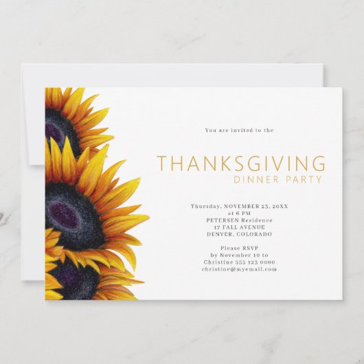 Rustieke bloemendiner Thanksgiving Uitnodiging (Voorkant)