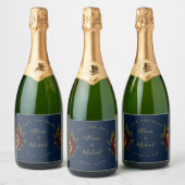 Rustieke bloemenelegante script bruiloft opslaan d sparkling wijnetiket (Flessen)