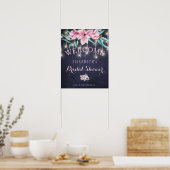 Rustieke bloemenen bruidsshower navy welkomstbord poster (Keuken)