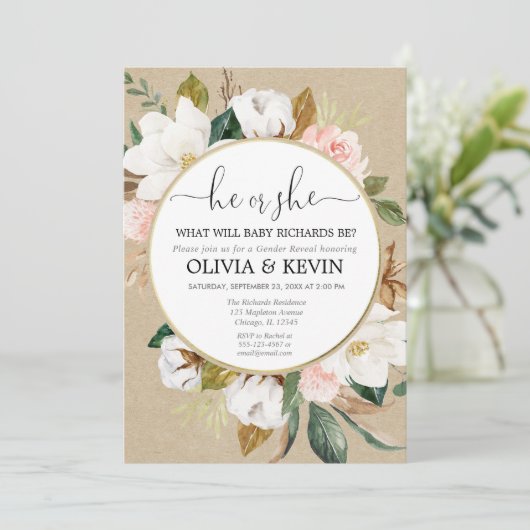 Rustieke bloemengender onthulling, herfst gender o kaart (Staand voorkant)