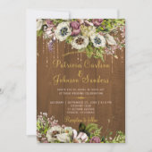 Rustieke bloemengouden script herfsthouten herfst kaart (Voorkant)