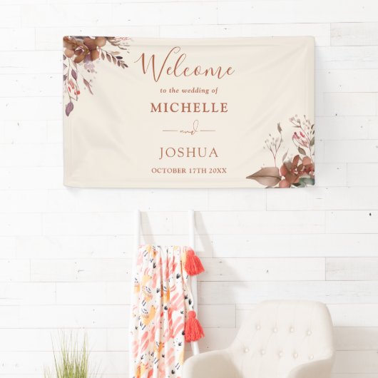 Rustieke bloemenherfst herfst bruiloft welkom spandoek (Insitu)