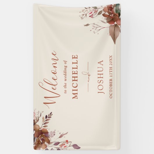 Rustieke bloemenherfst herfst bruiloft welkom spandoek (Verticaal)