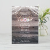 Rustieke Bloemenherten Antlers & String Lights Kaart (Staand voorkant)