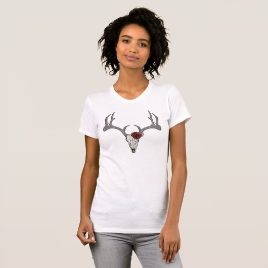 Rustieke Bloemenherten Reindeer Schedel Antlers T-shirt (Voorkant volledig)