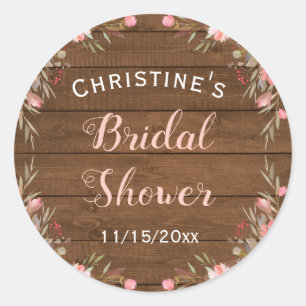 Rustieke bloemenhouten land chique bruids gastvrij ronde sticker