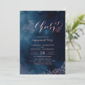 Rustieke bloemenkalligrafie juicht verlovingsfeest kaart (Staand voorkant)