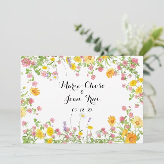 Rustieke bloemenkrans Quebec Bewaar de datum Feestdagenkaart (Staand voorkant)