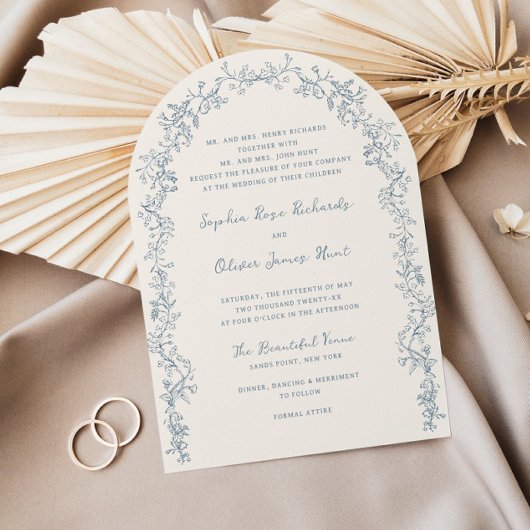 Rustieke Bloemenlijn Art Arch Wedding Kaart