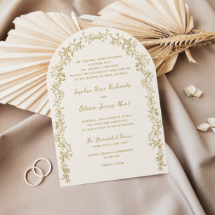 Rustieke Bloemenlijn Art Arch Wedding Kaart