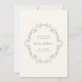 Rustieke Bloemenlijn Art Bruiloft Save The Date (Voorkant)