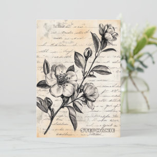 Rustieke Bloemenschets met Kalligrafie - Leeftijd