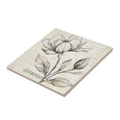 Rustieke Bloemenschets met Kalligrafie - Leeftijd Tegeltje (Zijkant)