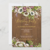 Rustieke bloemenschuur houten herfst verjaardagsfe kaart (Voorkant)