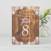 Rustieke bloemenslinger houten tafelnummer (Staand voorkant)