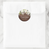 Rustieke bloemenslingerlichten Huwelijkssticker Ronde Sticker (Tas)