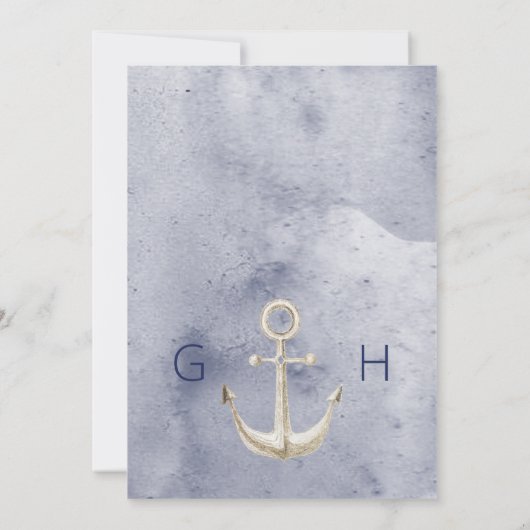 Rustieke Bloemenstrand Nautische bruiloft Kaart (Achterkant)