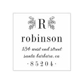 Rustieke bloementakken Monogram retouradres Rubberstempel (Afrduk)