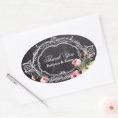 rustieke  bloemetjes Chalkboard dank u Ovale Sticker (Envelop)