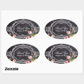 rustieke  bloemetjes Chalkboard dank u Ovale Sticker (Vel)