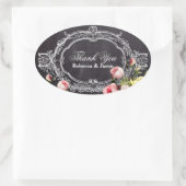 rustieke  bloemetjes Chalkboard dank u Ovale Sticker (Tas)