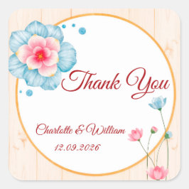 Rustieke Bloemhuwelijk Vierkante Sticker