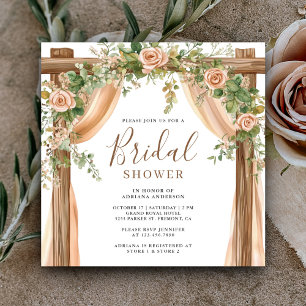 Rustieke Bloemige Boho Houten Boog Bruiloft Feest Kaart