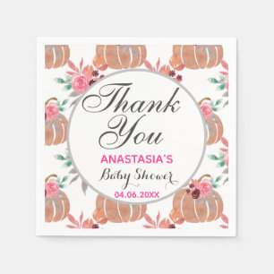 Rustieke bloemige herfst dank je wel baby shower servet