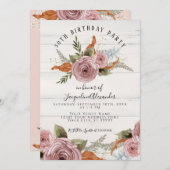 Rustieke bloemige pioenroos stoffig roze waterverf kaart (Voorkant / Achterkant)