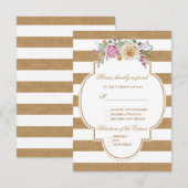 Rustieke Bloemstrikken Bruiloft RSVP Kaartje (Voorkant / Achterkant)