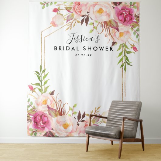 Rustieke bloemstuk bruiloftsshower achtergrond wandkleed (In situ)